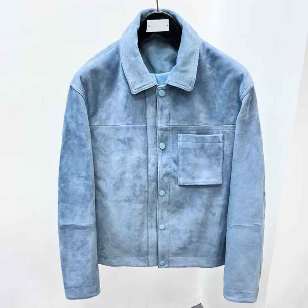 Leather Work Jacket - 2025 new Men's Luxury Blue Suede