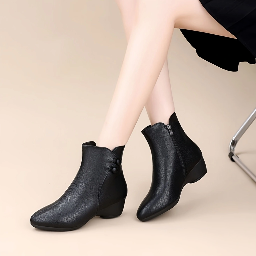 Vintage Leatherwork - Women Mid Wedge Heel Ankle Boots