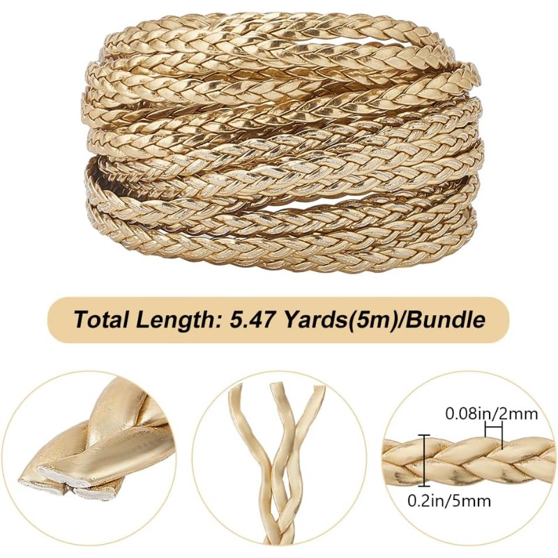 5m Braided Leather Cord Gold P - Leatherwork Thread 评论和价格