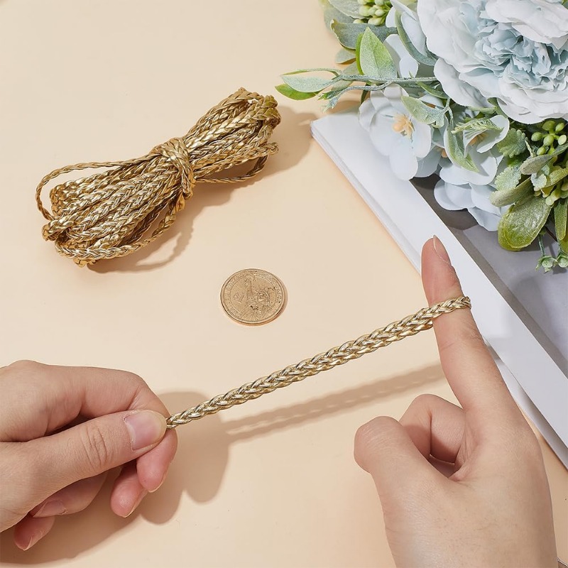 5m Braided Leather Cord Gold P - Leatherwork Thread 评论和价格