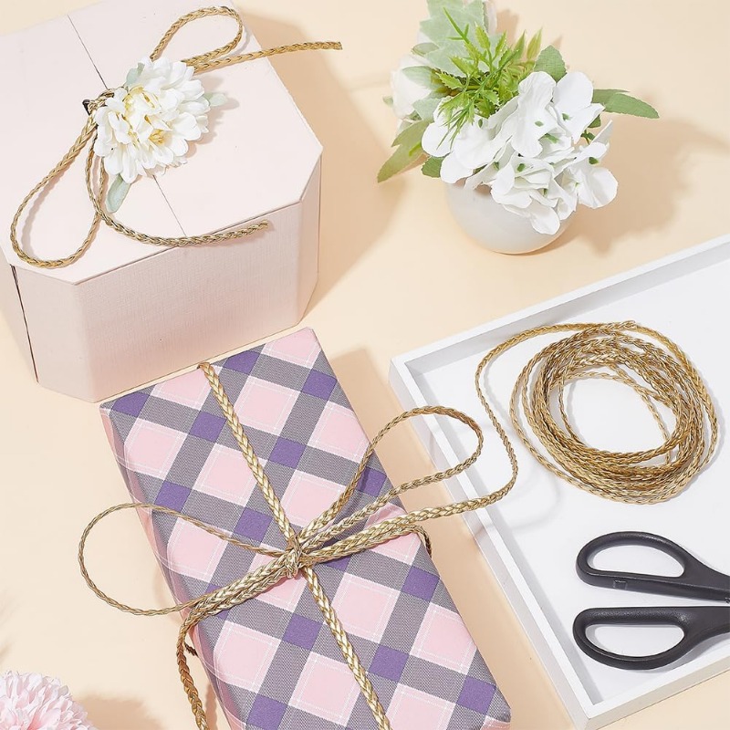 5m Braided Leather Cord Gold P - Leatherwork Thread 评论和价格