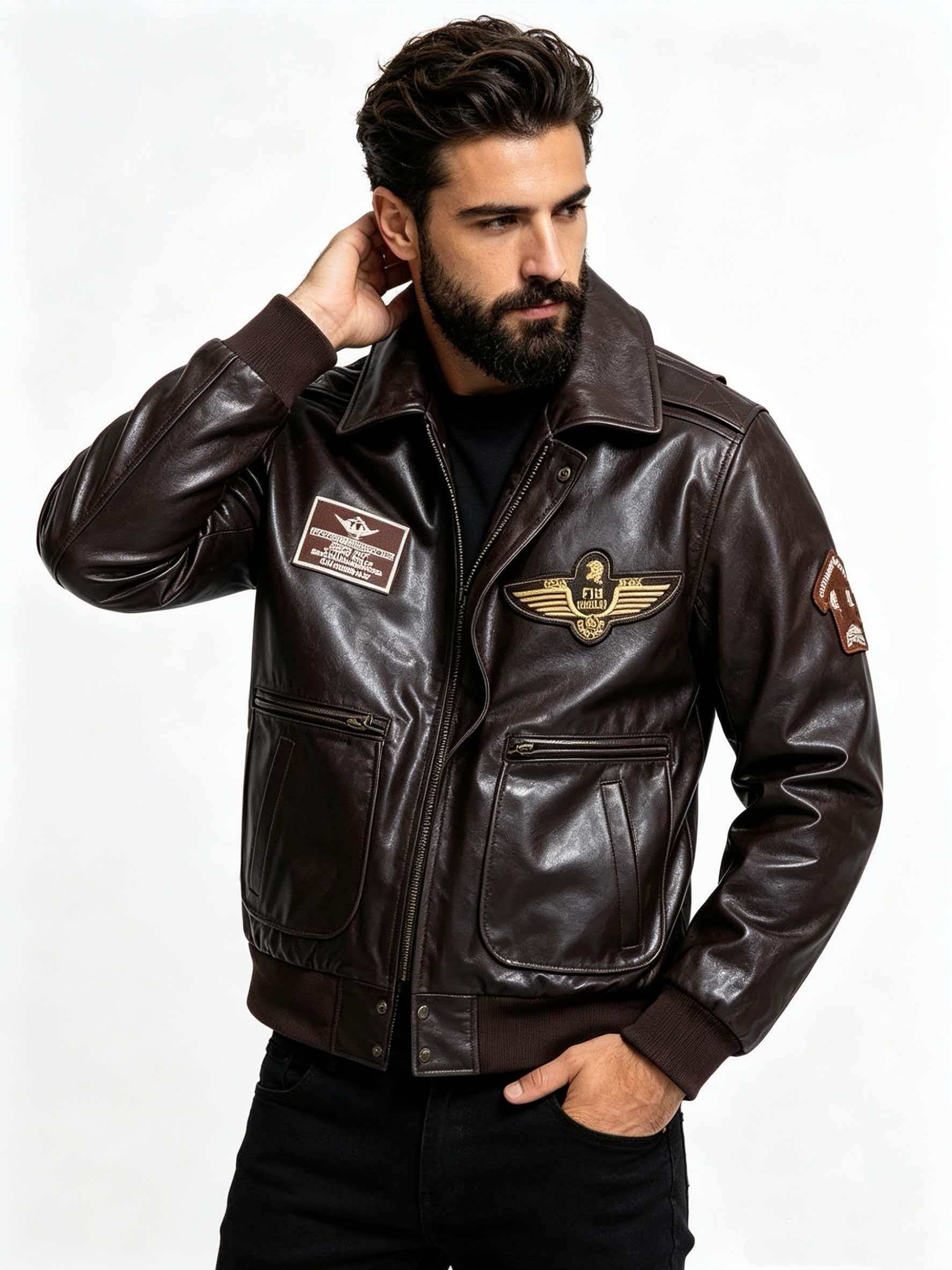 Men's Genuine Leather Military - Leather Work Jacket 评论和价格