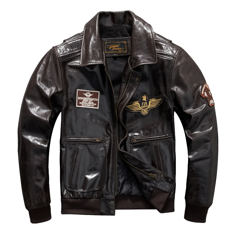 Men's Genuine Leather Military - Leather Work Jacket 评论和价格