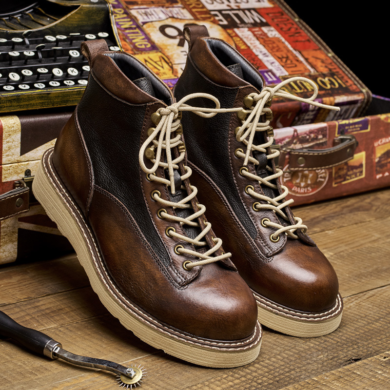Men's Short Toe Work Boots, Am - Vintage Leatherwork 评论和价格