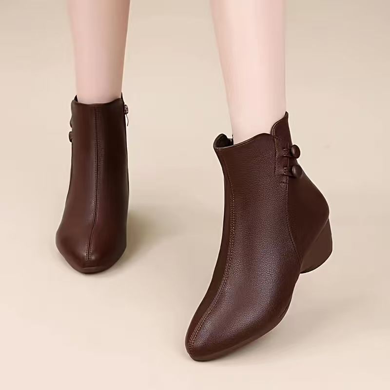 Women Mid Wedge Heel Ankle Boo - Vintage Leatherwork 评论和价格