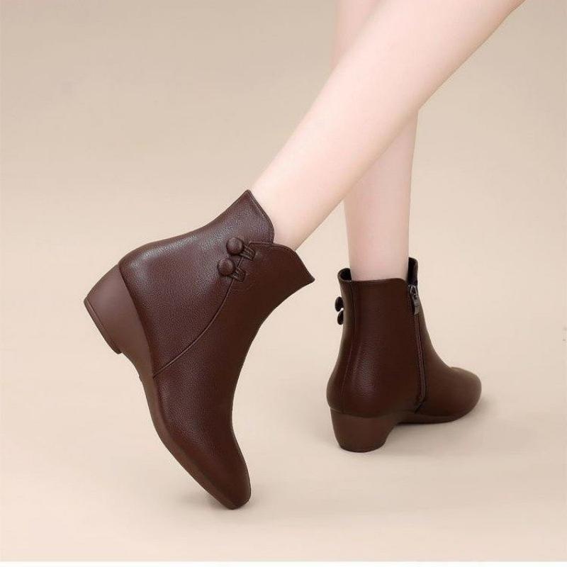 Women Mid Wedge Heel Ankle Boo - Vintage Leatherwork 评论和价格