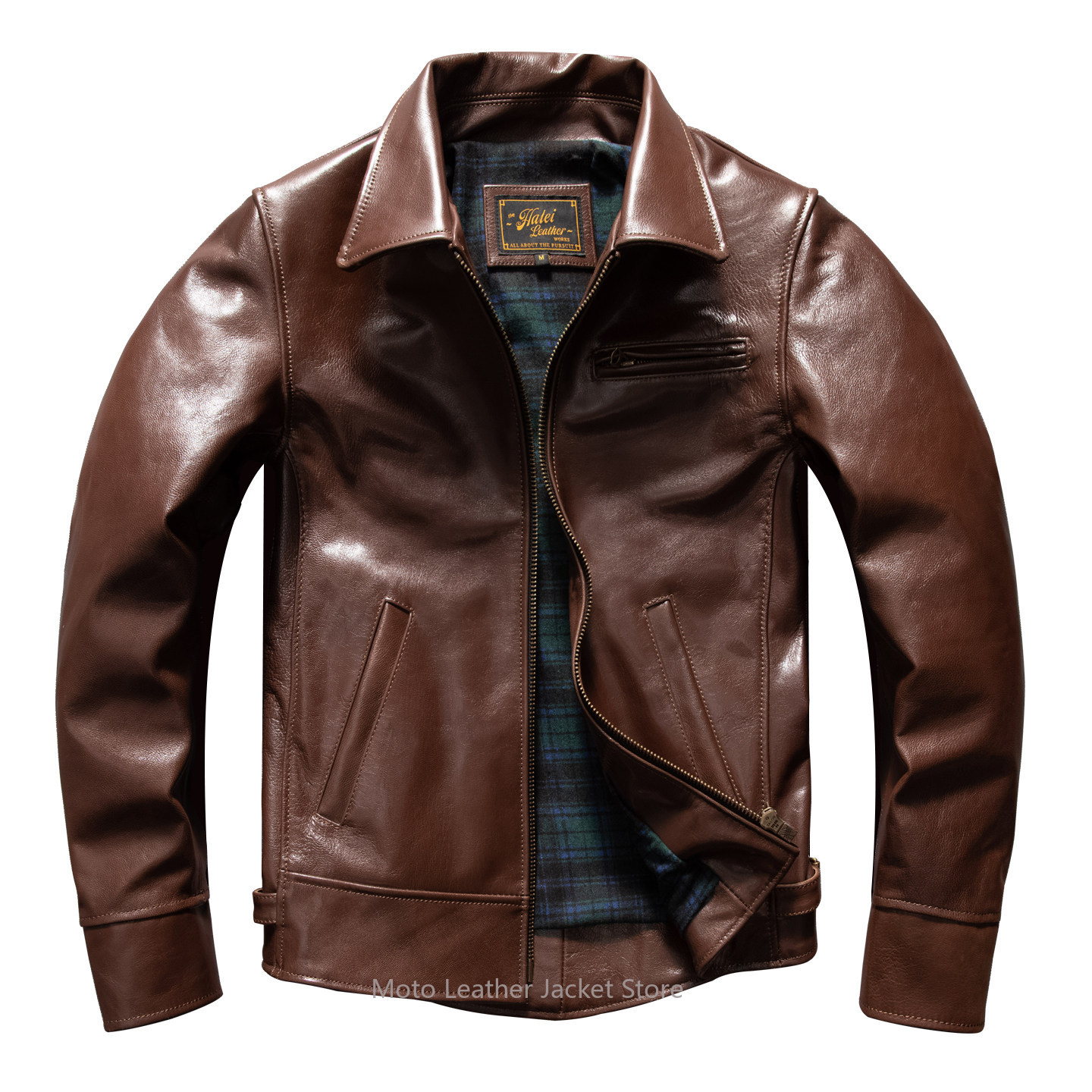 Men's Uncoated Oil Wax Thick F - Leather Work Jacket 评论和价格