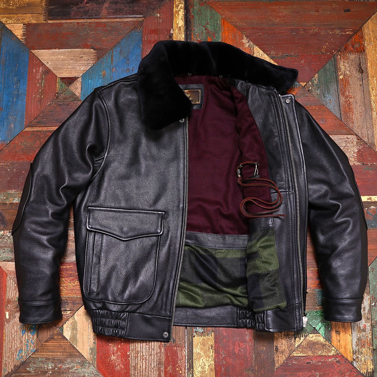 Black Winter A2 Pilot Leather  - Leather Work Jacket 评论和价格