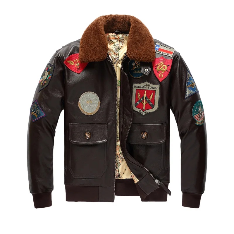 Dark Brown Pilot Leather Jacke - Leather Work Jacket 评论和价格